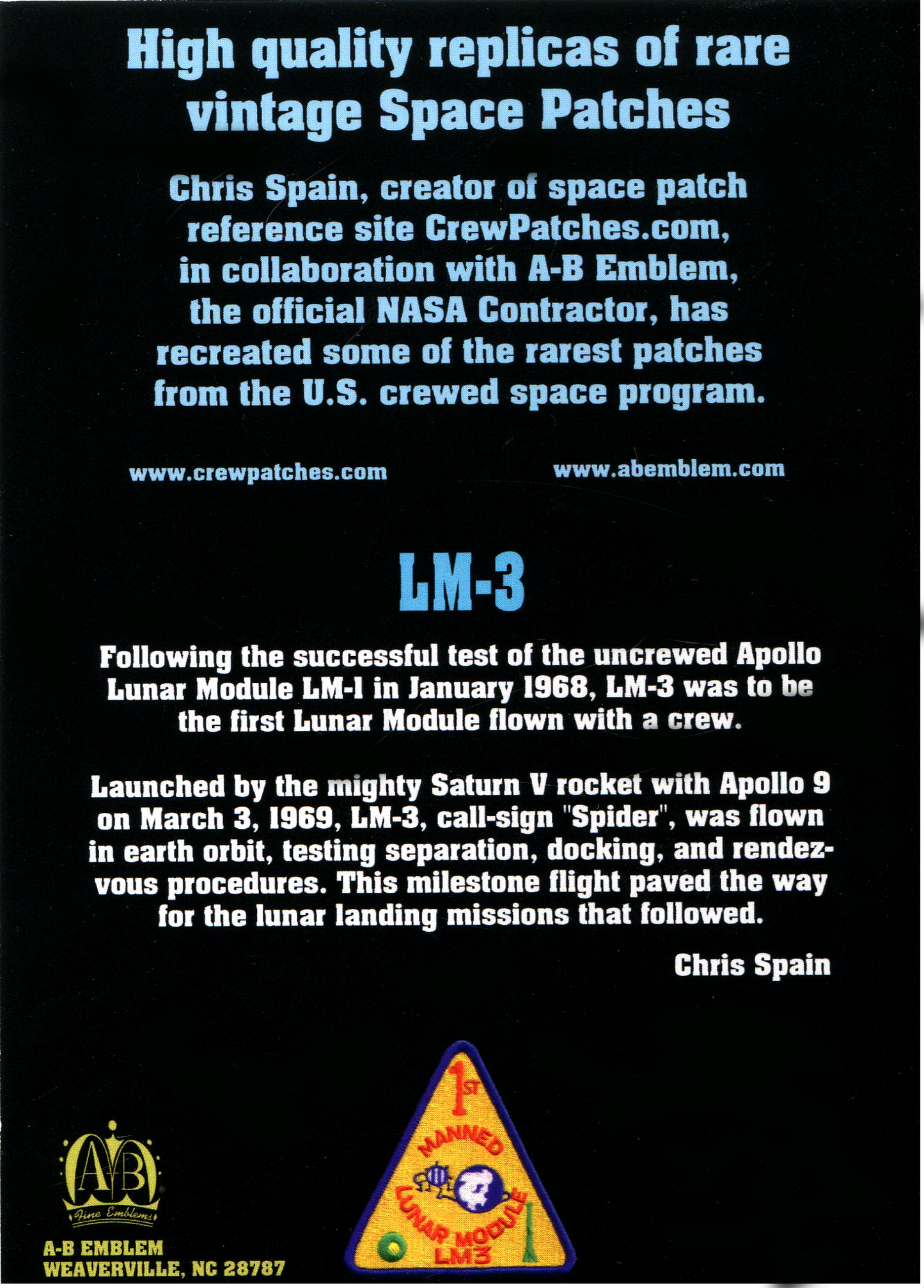 LM-3 Apollo 9 - Space Patches